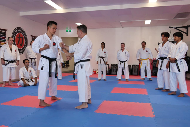 Stacey Karetsian Shihan demonstrating a flow drill with Ben Brillante Sensei