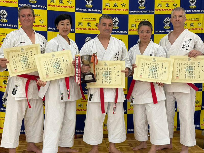Australian Top 8 Kata Finalists at the 51st JKF Gojukai All Japan Championships, including Shihan Stacey Karetsian (pictured centre)